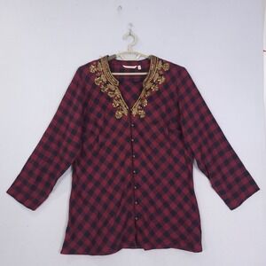 Soft Surroundings Webster Embellished Tunic Top Burgundy Plus Size 1X